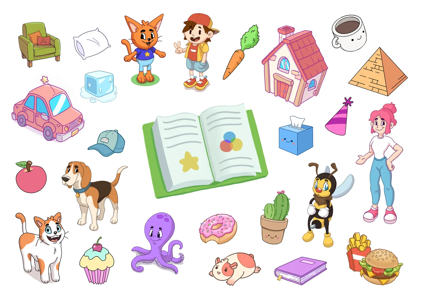 Des objets, animaux et personnages à dessiner
