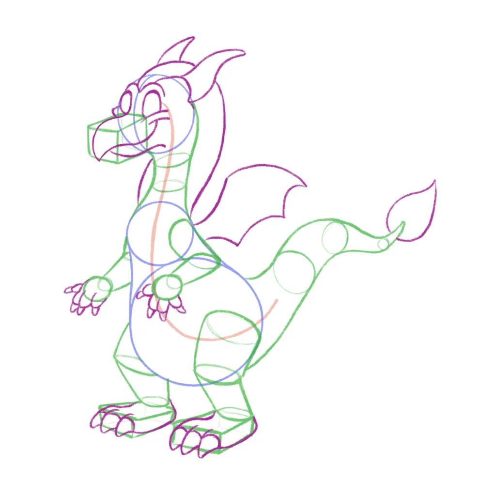 dragon cartoon tutoriel - étape 4