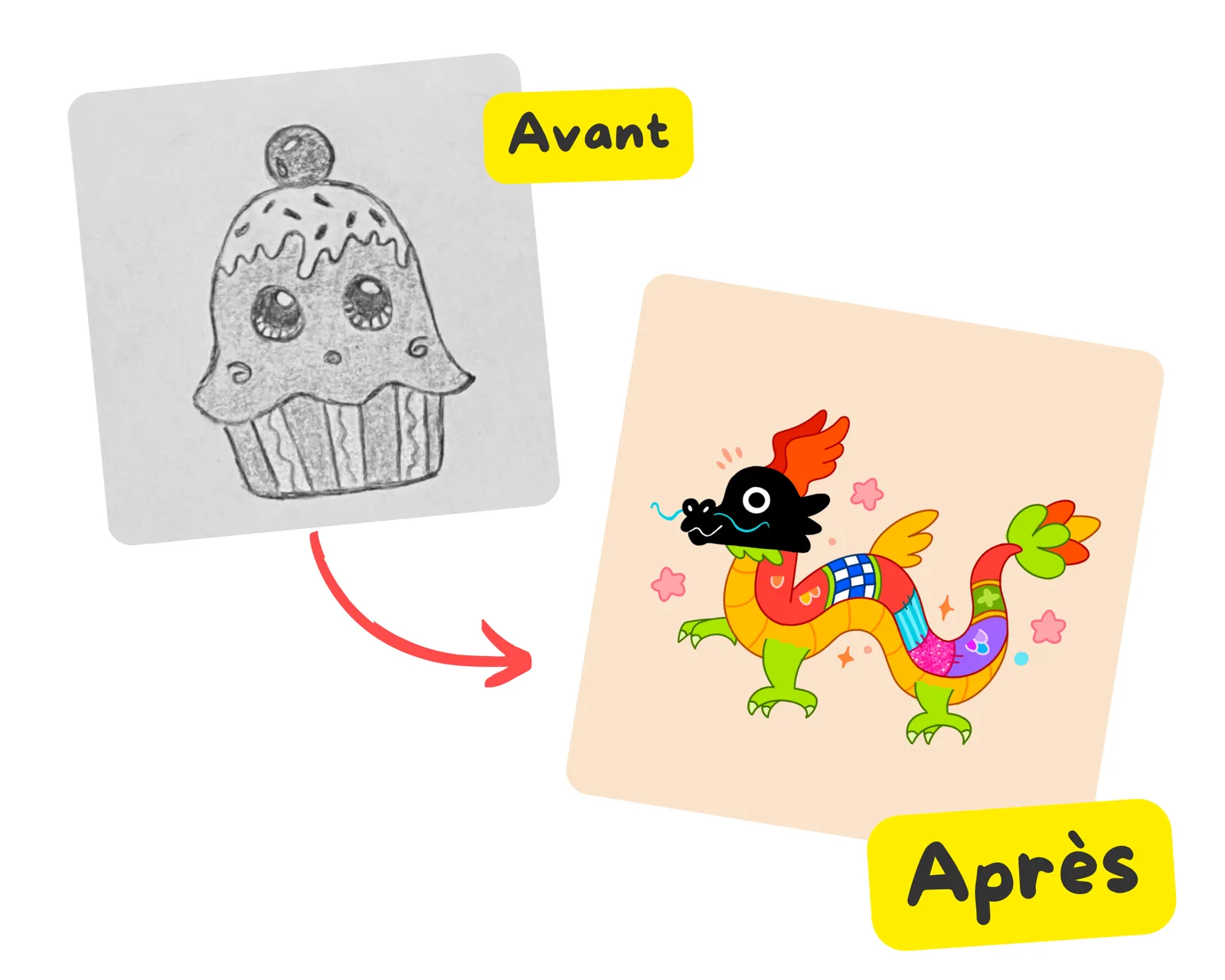 Un dessin d'élève avant et après la formation